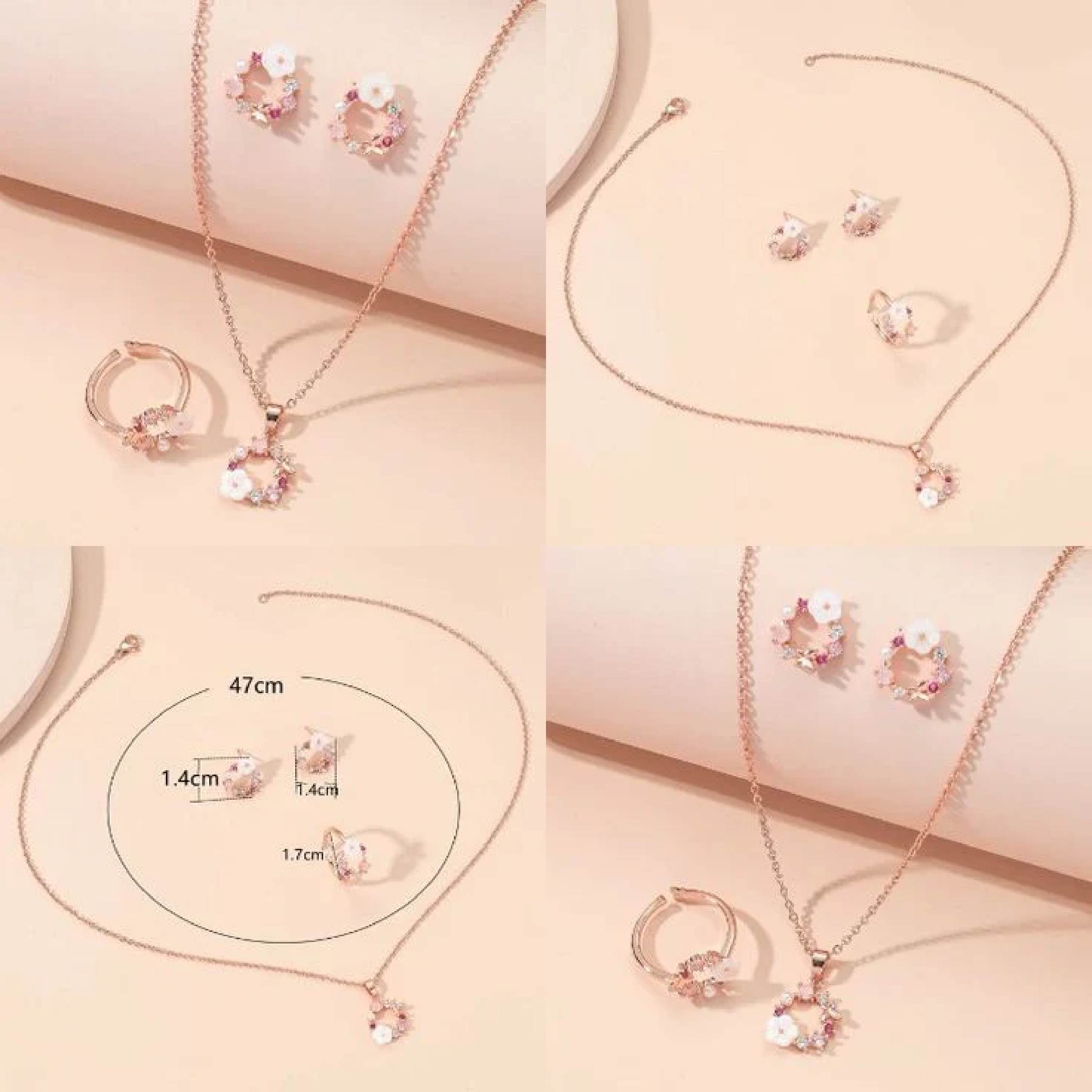 4 Pieces Rose Gold Flower Fashion Accessories